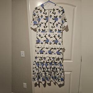 Lace floral blue dress